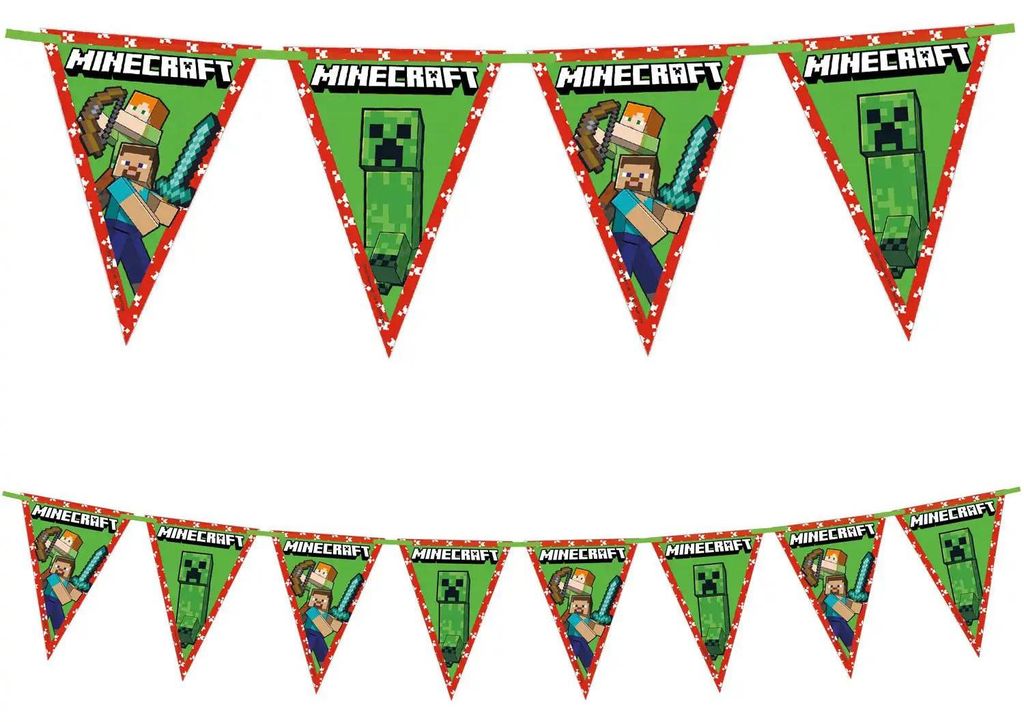 Minecraft-Papierflaggen-Girlande, 2,3 m, 1 Stück Produktbild 