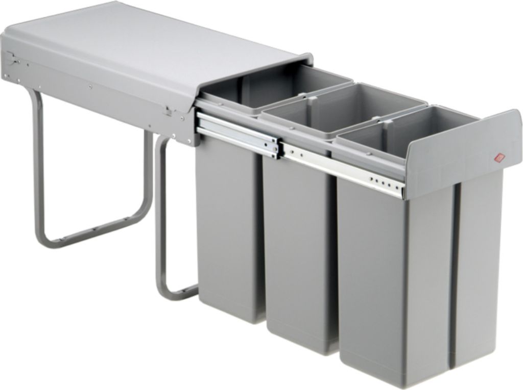 WESCO Vstavaný odpadkový kôš 3x10ltr. 38,5cm hliníková sivá Obrázok produktu 