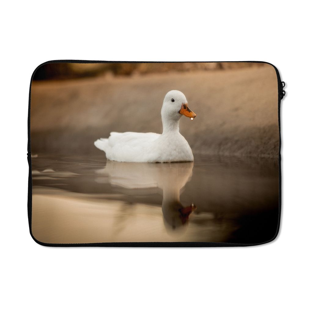 MuchoWow Laptop Hülle 14 ZollEnte - Vogel - Wasser - Weiß Laptoptasche - Laptoptasche - Stoßsicher - Schutzhaube