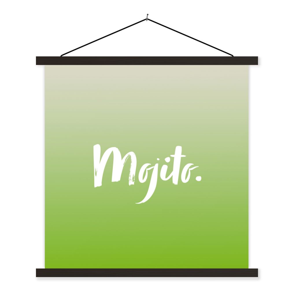 MuchoWow Textilposter Text - Mojito - Zitate - Alkohol - Cocktail 60x60 cm mit schwarzem Rahmen - Posteraufhänger