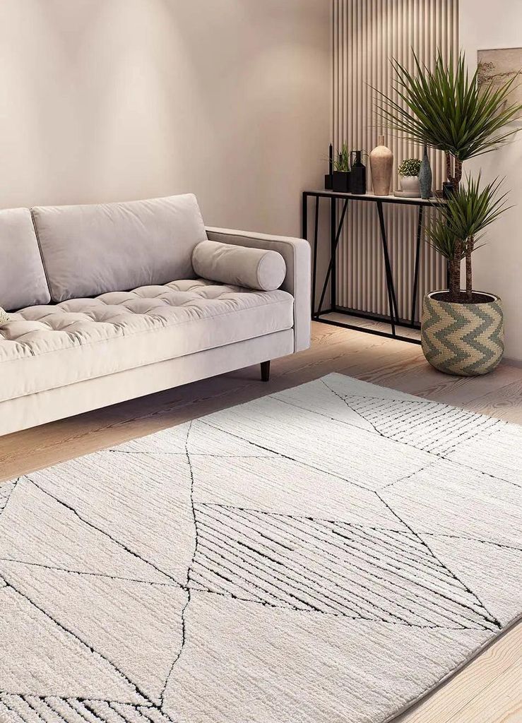ATTICGO Kurzflorteppich TURIN Ethnisch mit relief in Weiß, 160x230 cm