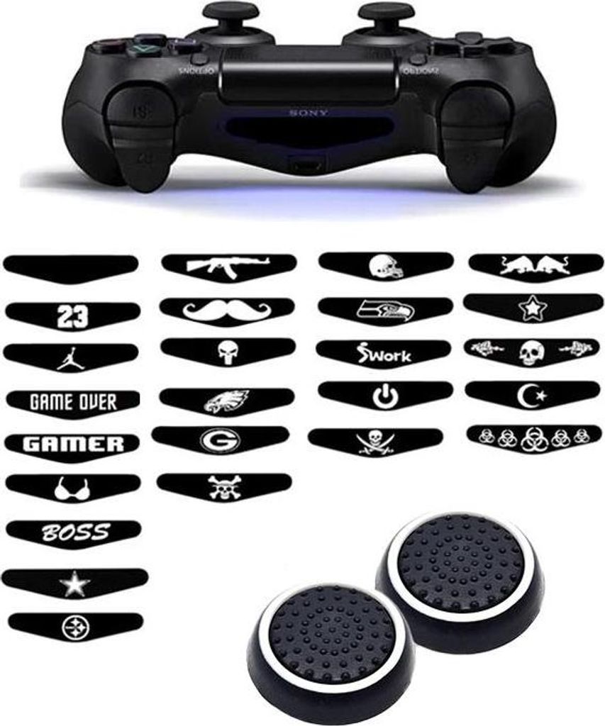 Thumbgrips - Thumb Grips + Stickers voor PS4, PlayStation 4 - Gaming Thumbgrips - Performance Thumbsticks - Anti-Slip Joystick Caps - Bescherming A...
