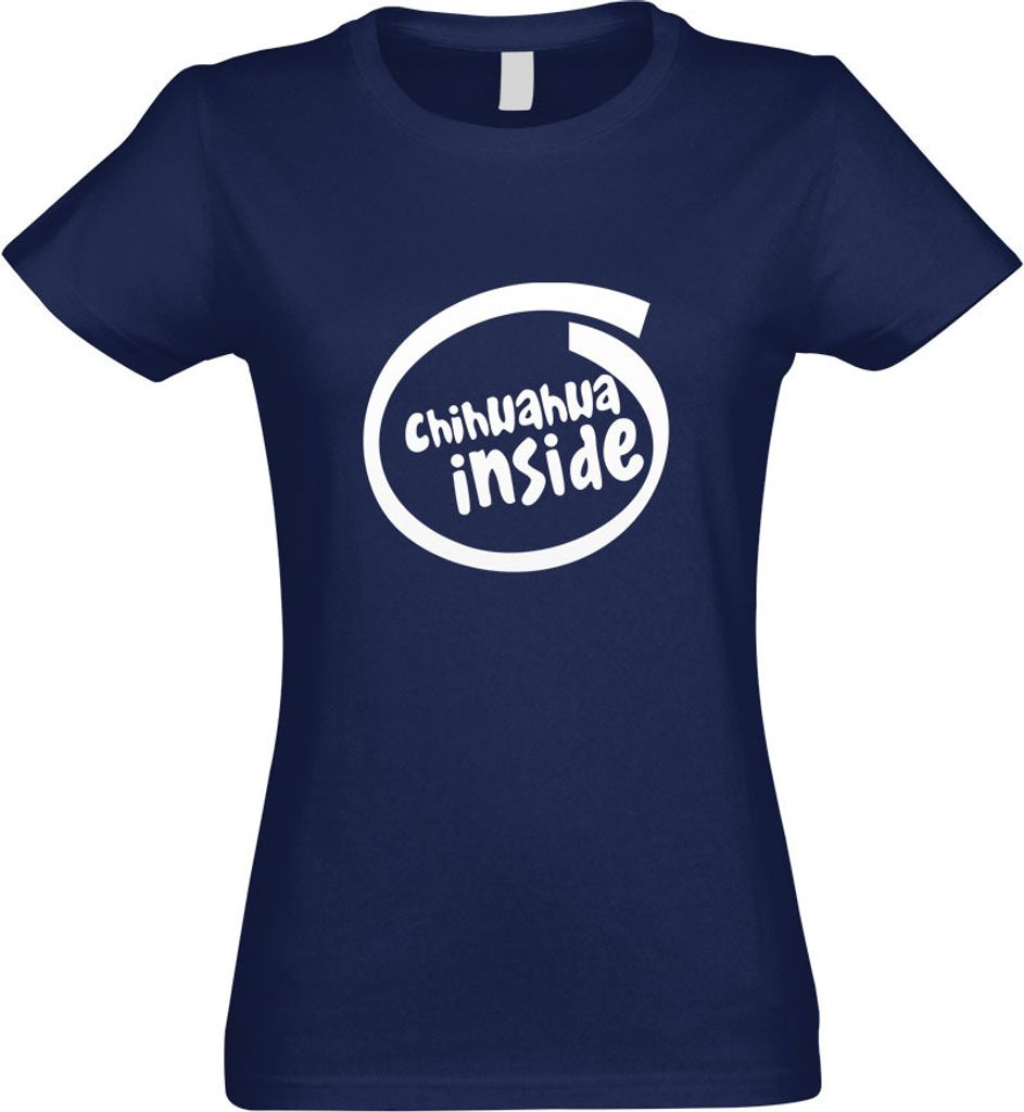 Kiwistar - T-Shirt tailliert - Damen - Navy - chihwahwa Inside - mit Motiv Bedruckt - Funshirt Design - Sport - Freizeit - Damen - M