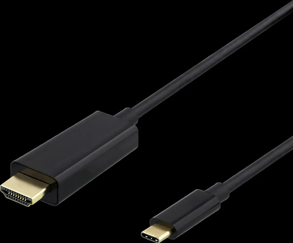 Câble USB-C vers HDMI DELTACO 2m 4K 60Hz USBC-HDMI-1020 Noir Robuste