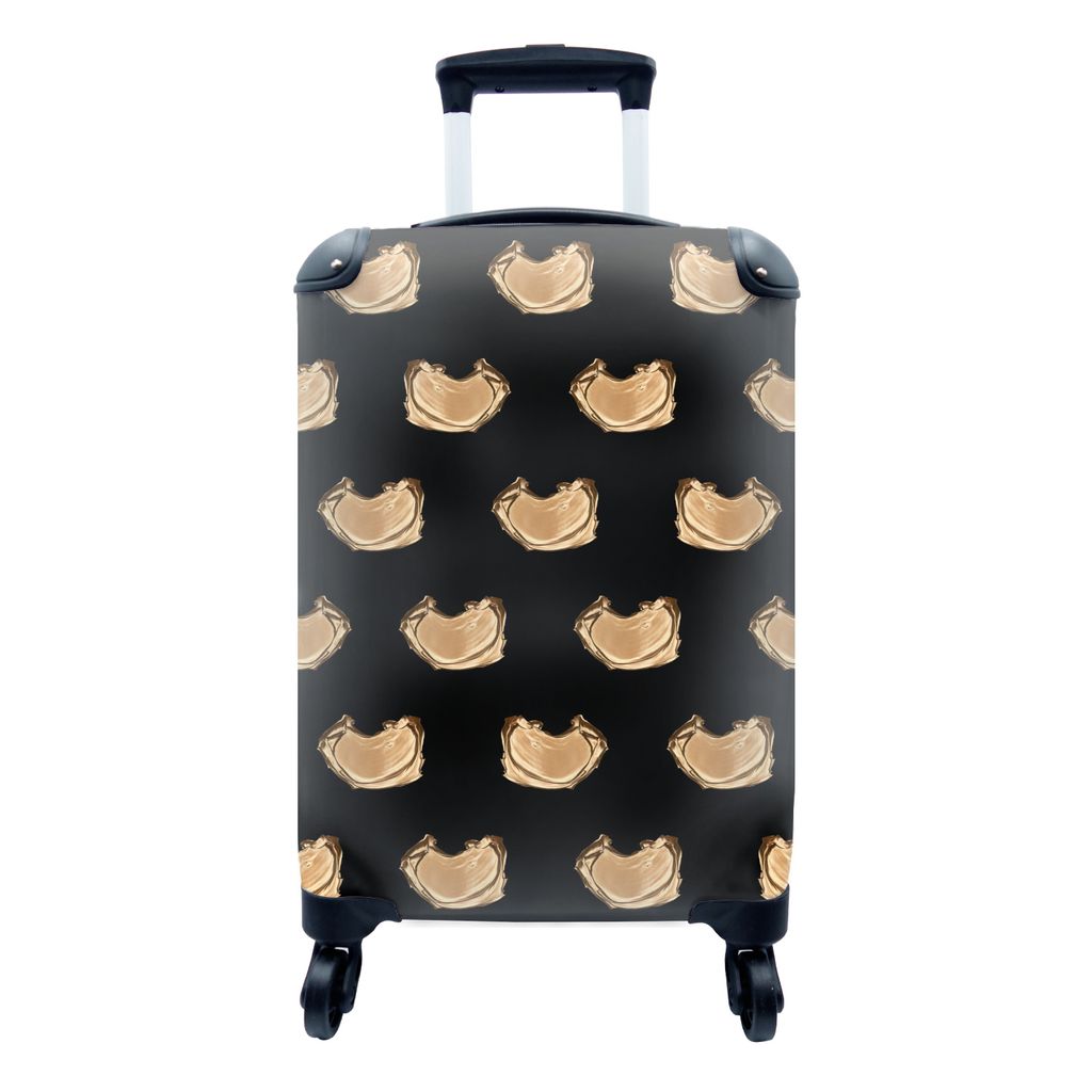 MuchoWow Koffer Handgepäck Trolley Rollkoffer Kleine Reisekoffer mit 4 Rollen - Flecken - Gold - Muster - Cabin Size < 55x40x23 cm & 55x40x20 cm...