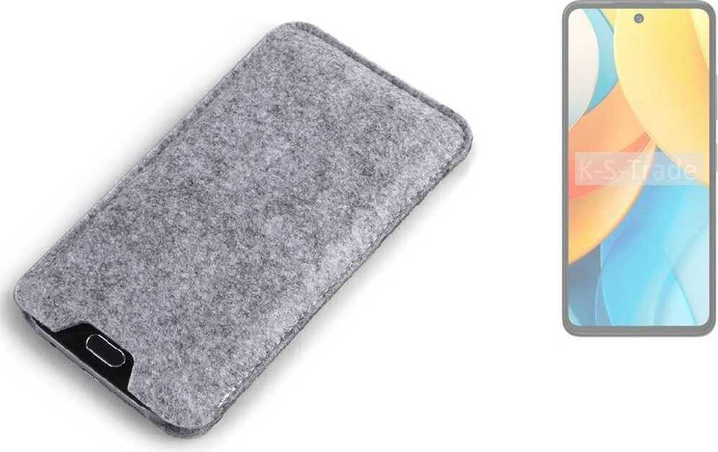 K-S-Trade Filz Handyhülle kompatibel mit ZTE Axon 60 Lite Schutzhülle Filztasche Filz Tasche Case Sleeve Handy Hülle Filzhülle grau