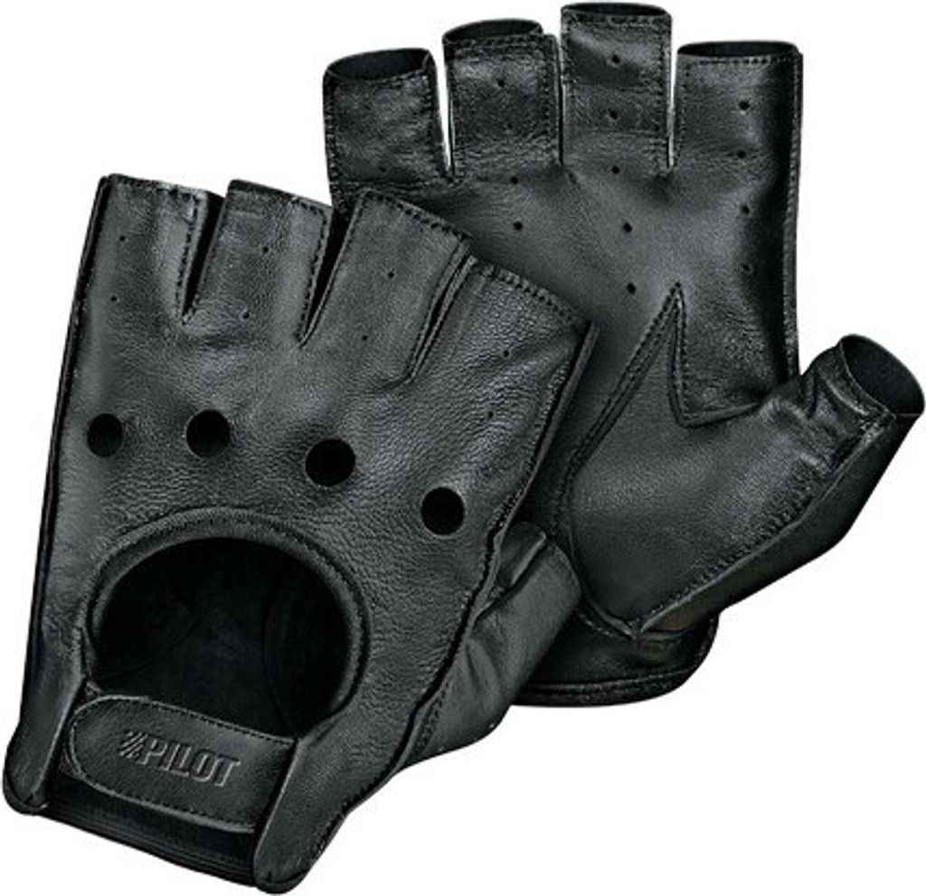 Gants de conduite Pilot-2 PILOT, demi-doigts, noir, en cuir Image du produit 