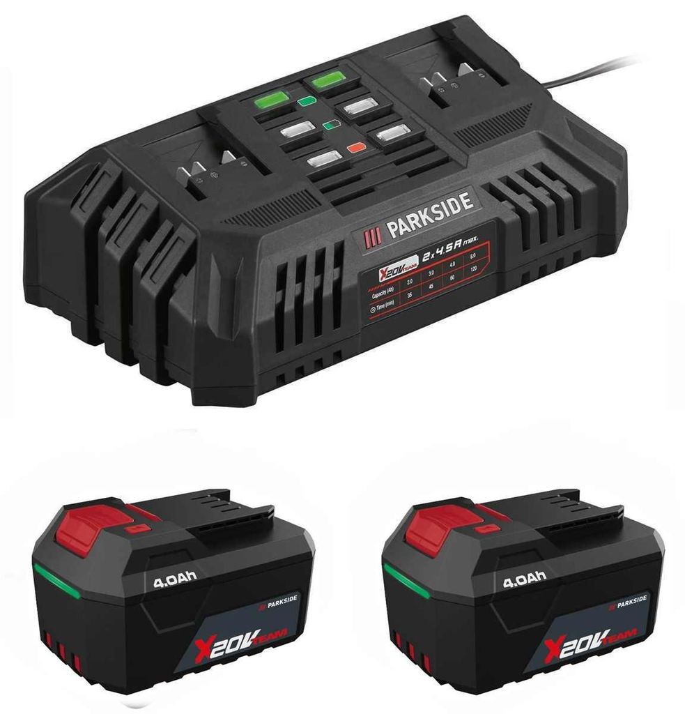 PARKSIDE Doppel Ladegerät PDSLG 20  mit 2 x Akku 4.0 Ah PAP Produktbild 