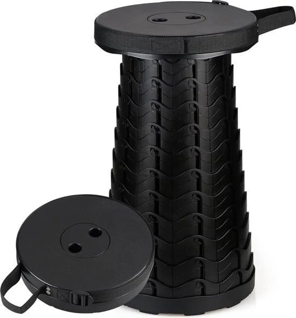 Petit tabouret de camping extensible et réglable, modèle robuste en noir