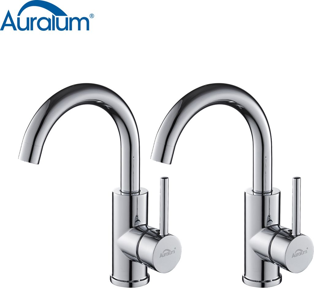 2 PCS Chrom Badarmatur Waschtischarmatur Wasserhahn Bad 360° Waschbecken Armaturen Einhebelmischer Mischbatterie