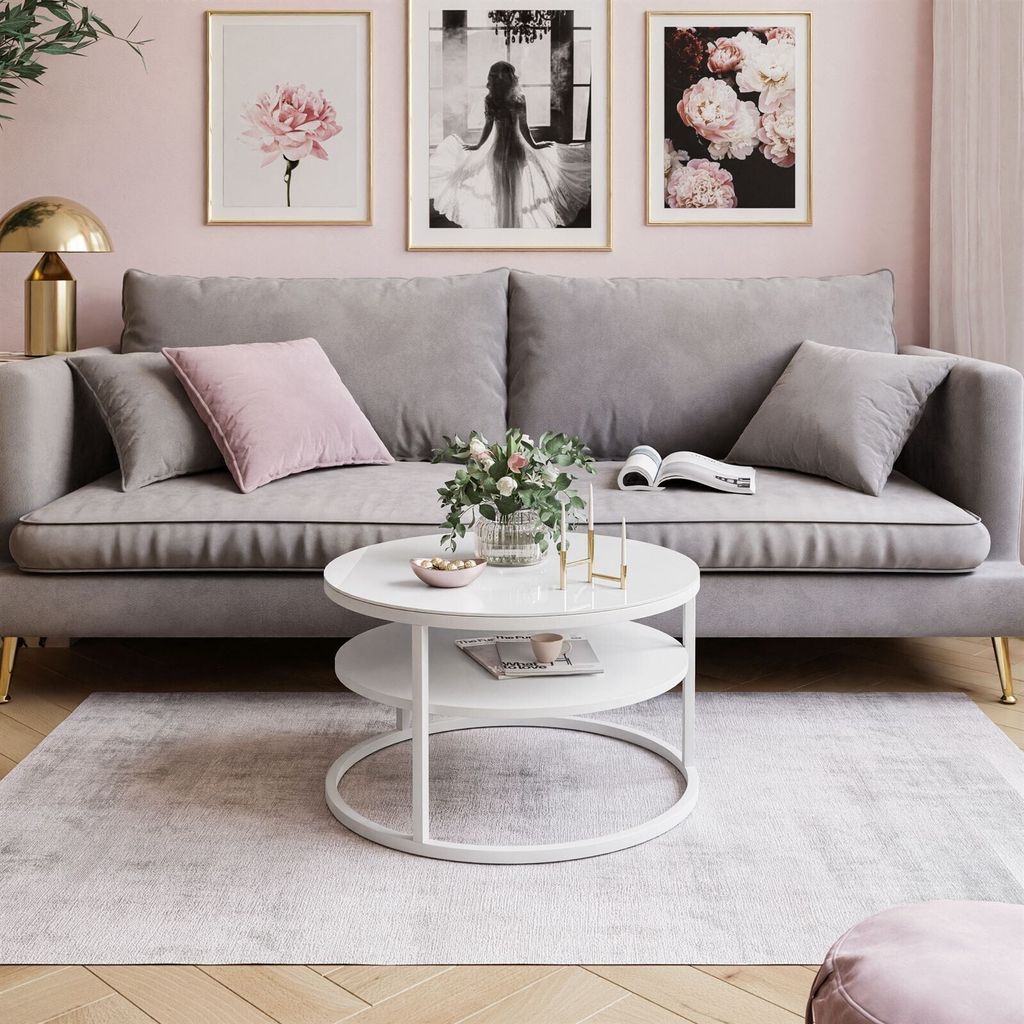 Tisch CIRI GLASS 60 auf weißem Gestell