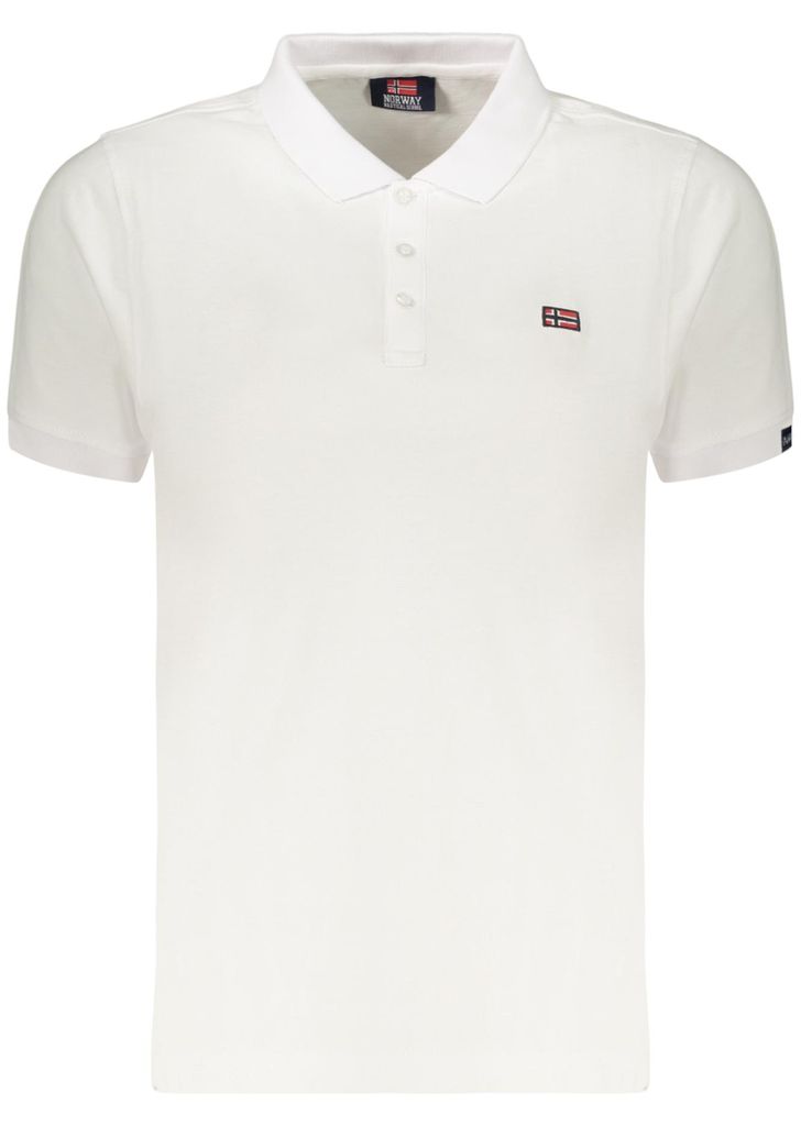 Weißes Kurzarm-Polo für Damen mit Stickerei und 3 Knöpfen