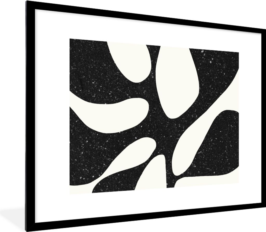 MuchoWow Gerahmtes Poster Pflanze - Schwarz - Minimalismus 80x60 cm - Poster mit Schwarzem Bilderrahmen Wandposter Rahmen Foto Bilder - Schlafzim...