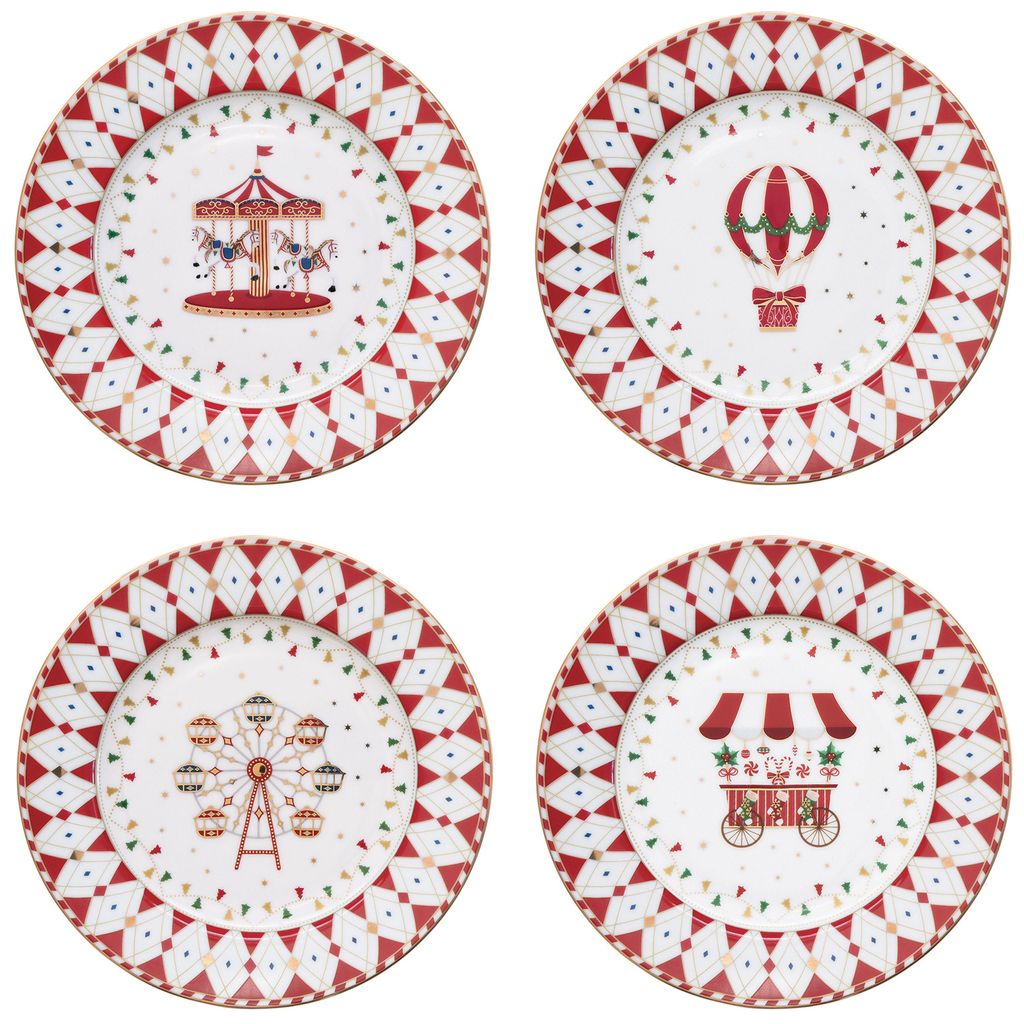 4x Talerz na ciasto Christmas Wonderland różne dekoracje Zdjęcie produktu 