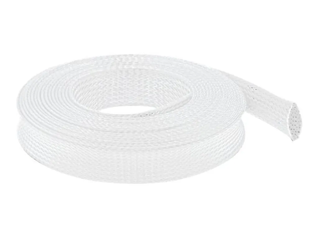 Gaine Tressée 25mm Extensible Haute Résistance Delock 5m Coloris Blanc