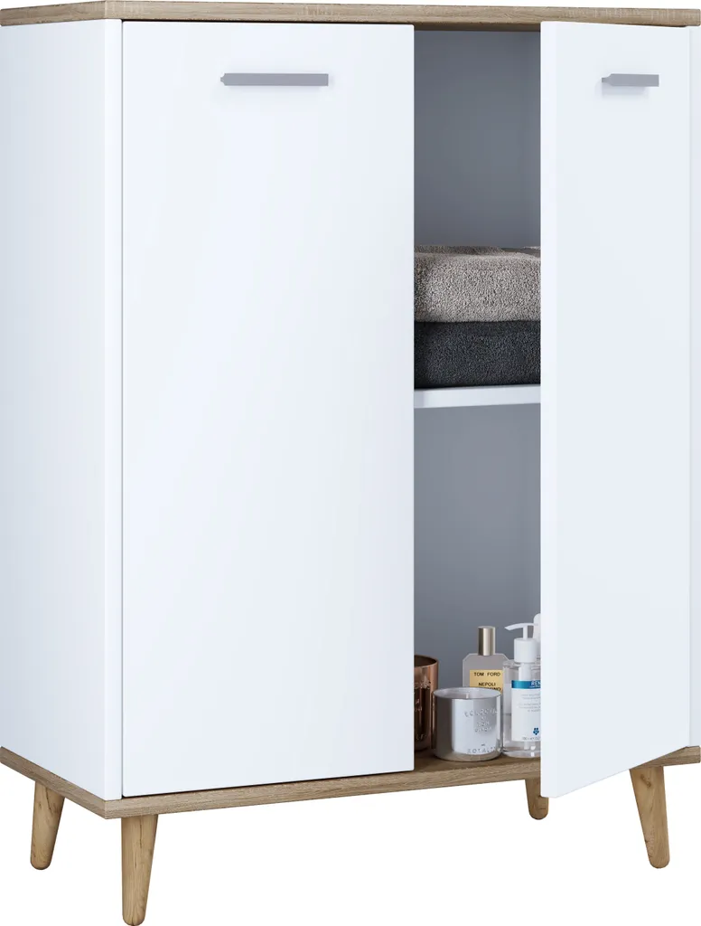 Cassettiera Lindas Rovere Miele e Bianco 60cm - Credenza Salvaspazio