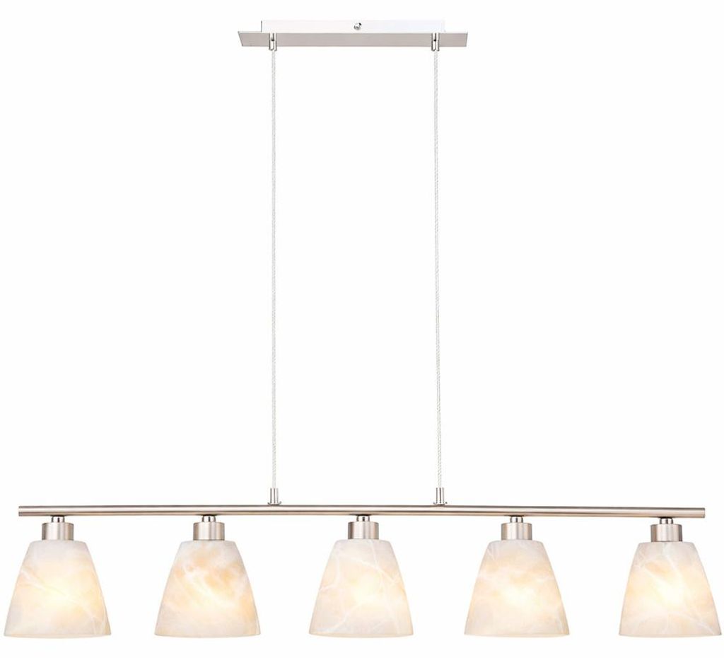 Hängeleuchte, Glas weiß, Alabaster Optik, nickel, L 93 cm