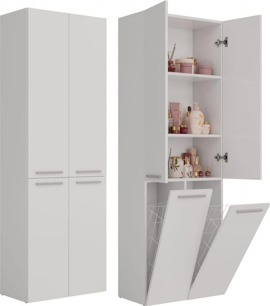 BDW Mobile da bagno, 2 cestini per biancheria, 2 ante, Immagine del prodotto 