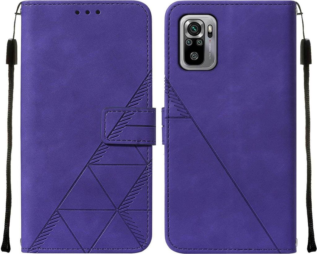 Redmi Note 10S Hülle, Schlank Prägung Flip Leder Kartenfächer Schutzhülle mit Ständer für Xiaomi Redmi Note 10S / Note 10 4G Lila