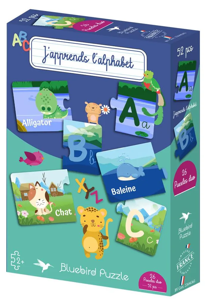 Puzzle éducatif alphabet pour enfant Duo d'apprentissage 52 pièces