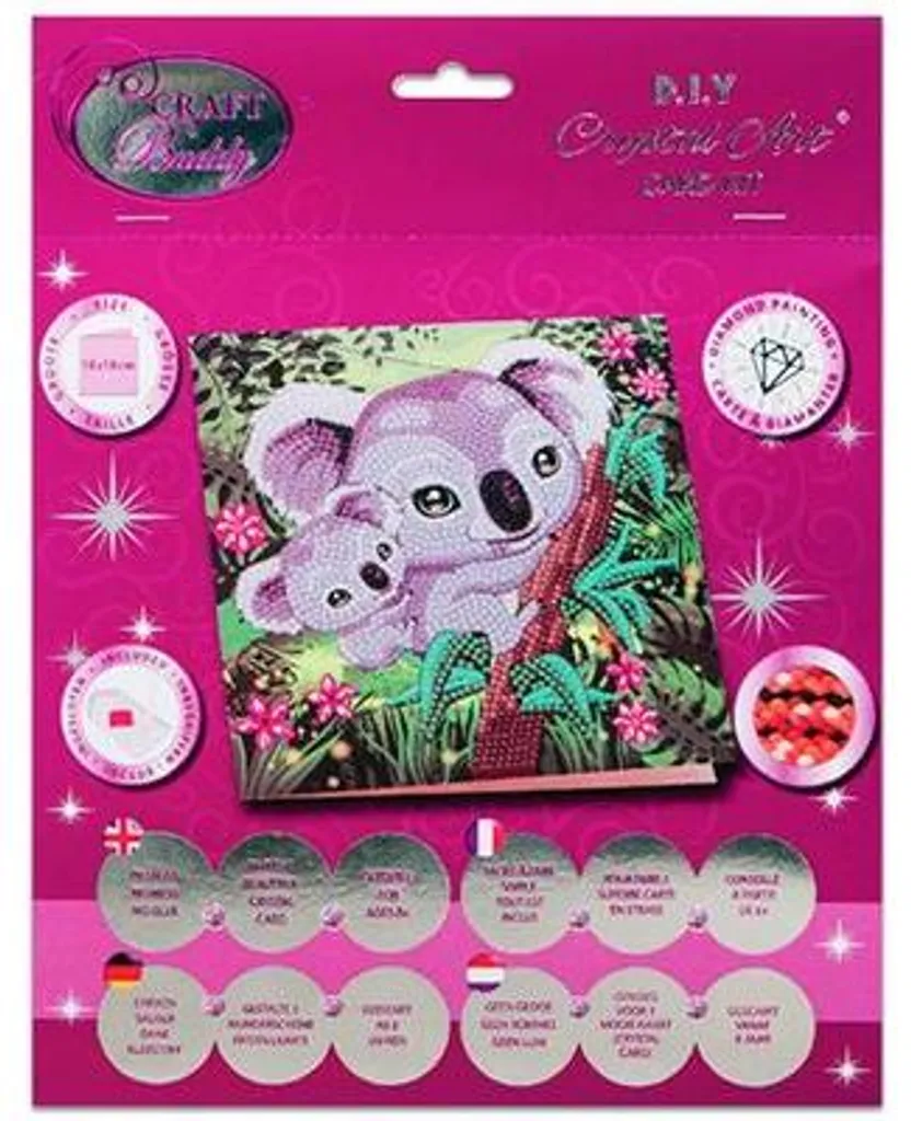 Brandunit Diamond Painting Carte Koala en voyage avec son bébé 18x18cm