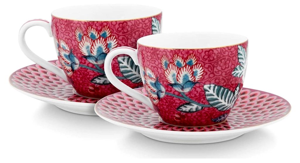 Espresso-Set Flower Festival m.U. dunkelrosa 120ml 2-teilig