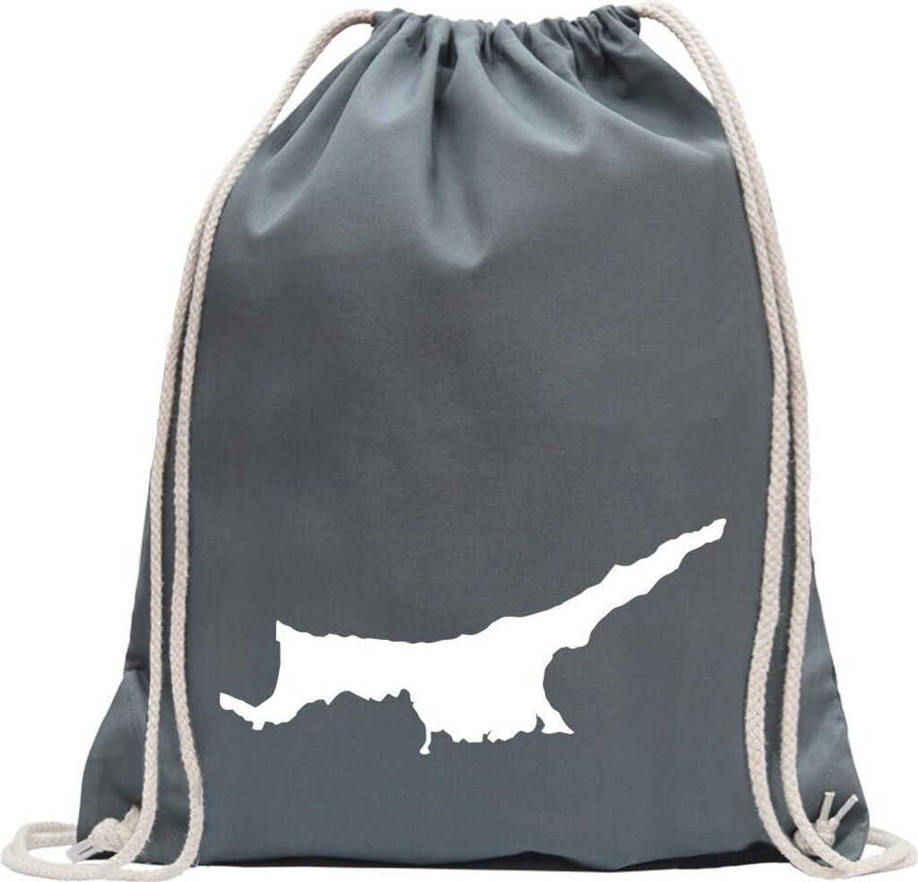 Kiwistar - Turnbeutel - stahlgrau - Nordzypern Umriss Kontur - Fun Rucksack Sport Beutel Gymsack Baumwolle mit Ziehgurt
