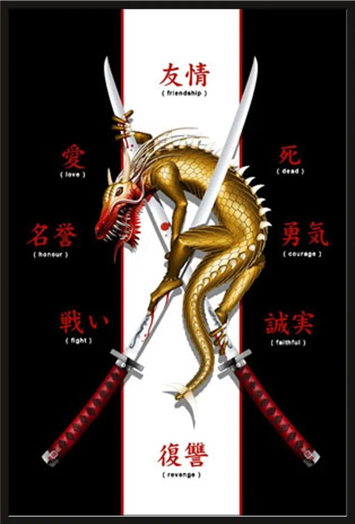 Affiche encadrée Dragon Samouraï : fini les posters pliés ou abîmés