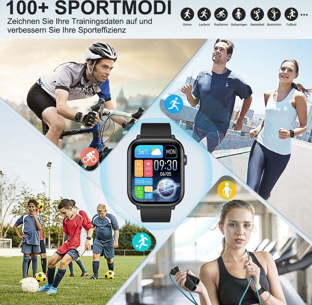 Smartwatch,Smartwatch Damen Herren,1.96"HD Fitness Tracker Produktbild 5