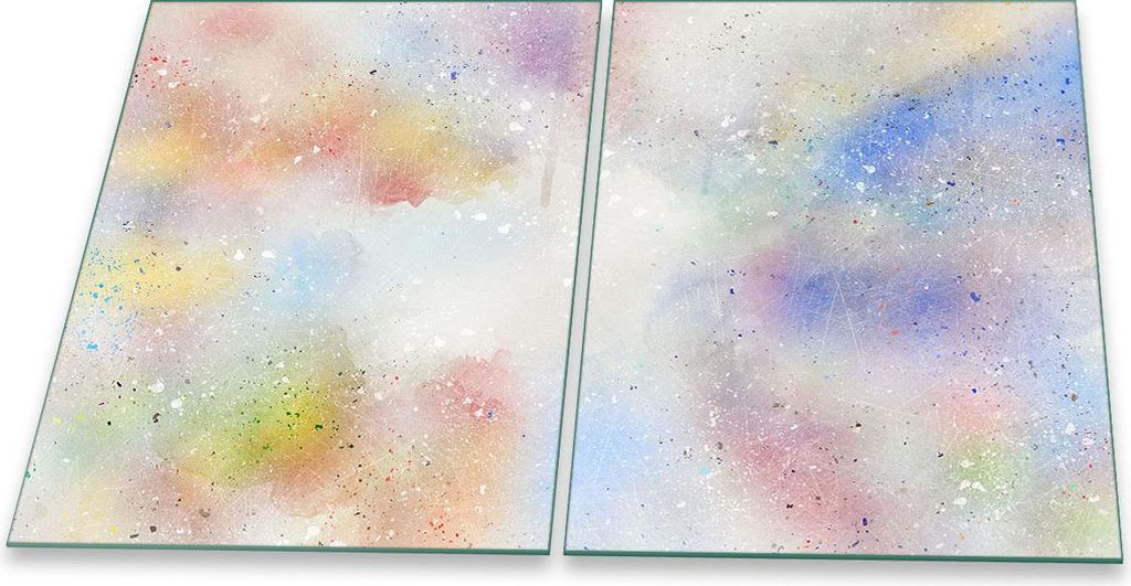 Herdabdeckplatte Glaskeramik 2-Teilig 2x40x52 Abstrakt Bunt Abdeckung Spritzschutz