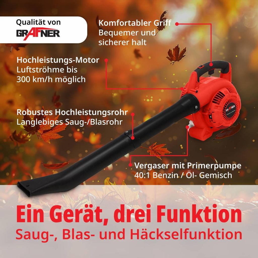 Grafner 3in1 Benzin Laubsauger & Gebläse mit Häcksler 35L Produktbild 2