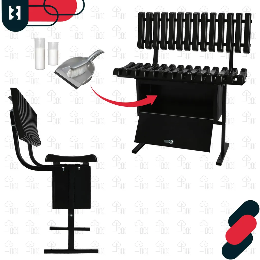 Banc de parc résistant aux intempéries avec rangement pour outils