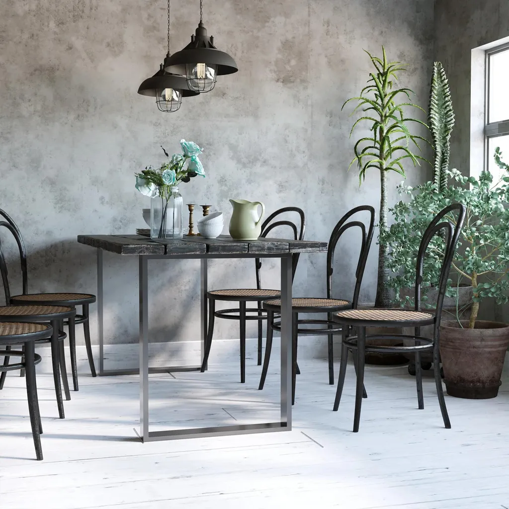 Support de table pour bureau et salle à manger acier noir 72 cm