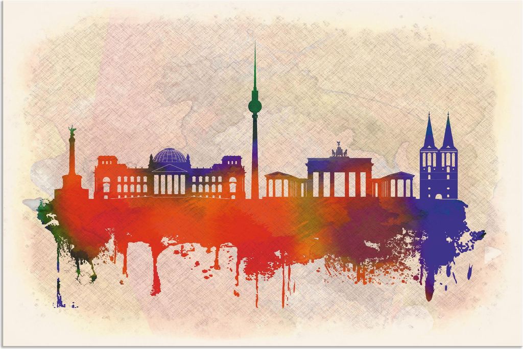 ARTland Wandbild Alu für Innen & Outdoor Berlin Deutschland Skyline Größe: 60x40 cm