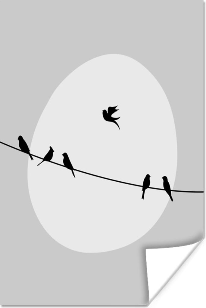 MuchoWow Poster Vögel - Schwarz - Weiß 120x180 cm - Kunstposter