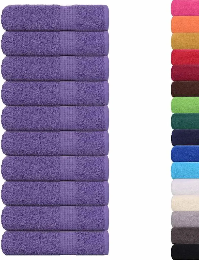vidaXL Serviettes FROGN Violettes 50x100 cm - Lot de 10 en Coton 360g/m²