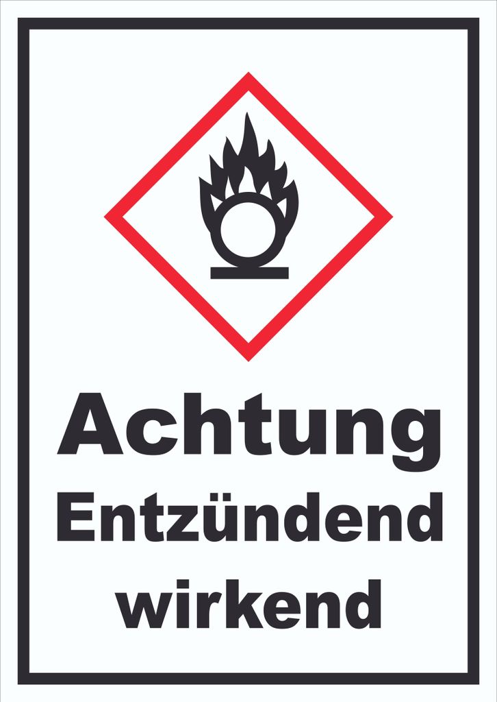 Schild Entzündend wirkend Brandfördernd Flamme hochkant A6 (105x148mm)