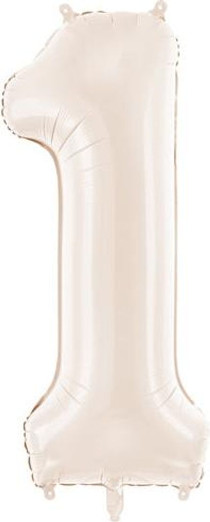 Folienballon Zahl „1“, 86cm, hellbeige Produktbild 