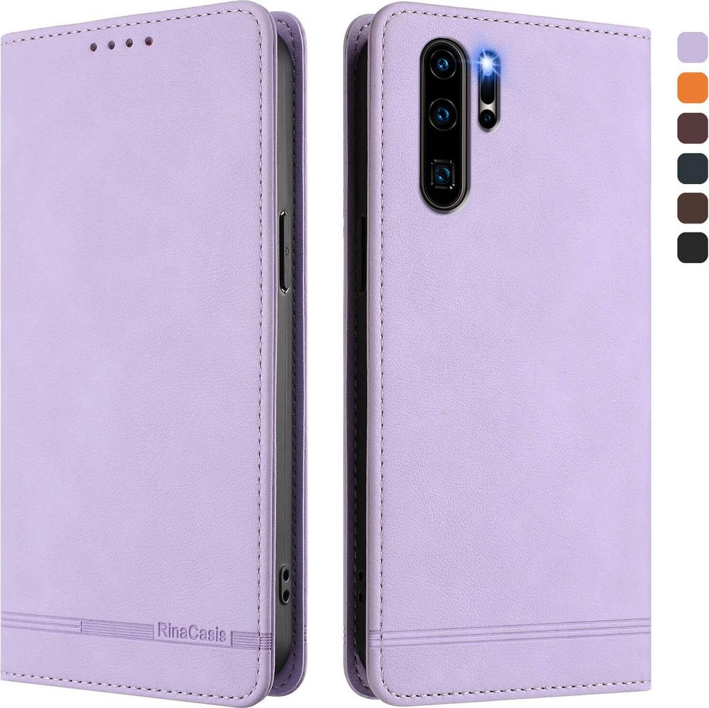 Hülle für Huawei P30 Pro, Retro Kunstleder Ständer Klapphülle mit Kartenfächer und Magnetische Violett