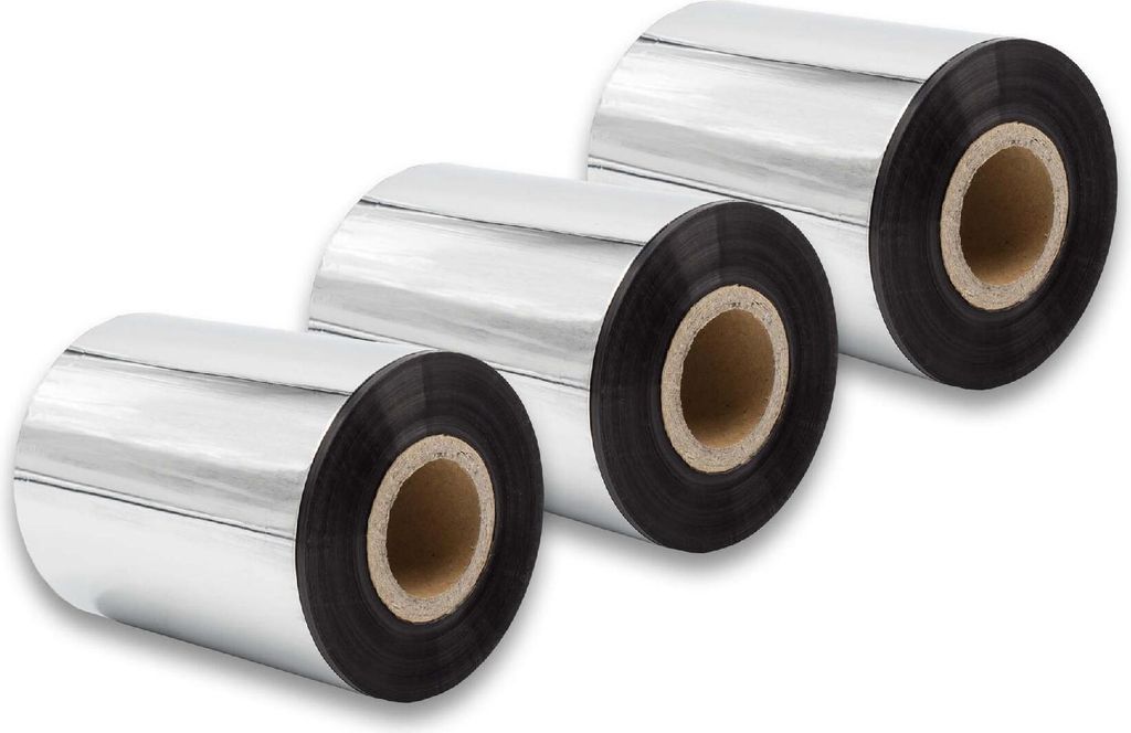 vhbw 3x Thermotransfer-Band kompatibel mit Valentin Genio 216, 144, 104 Drucker Etikettendrucker, Wischfest, 80 mm x 300 m, Wachs-Plus Schwarz