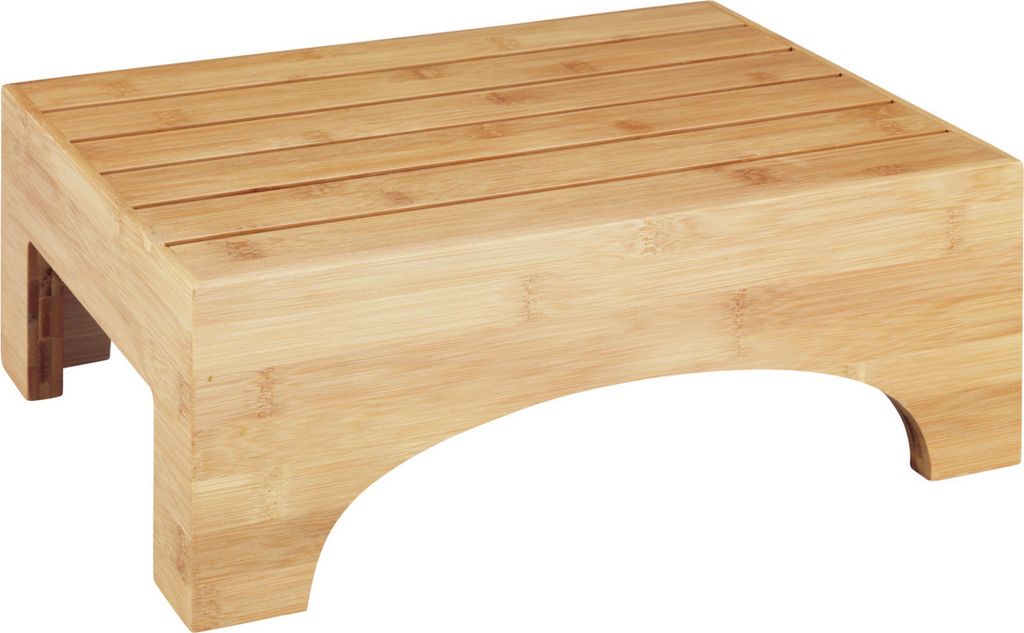 A wooden step stool.