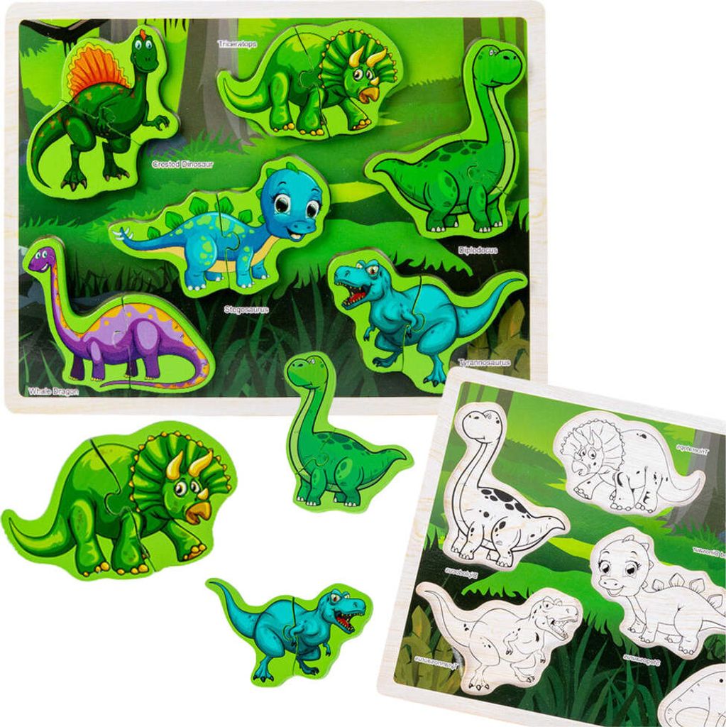 Leantoys Holzpuzzle Dinosaurier Puzzle Formen Brett 12El