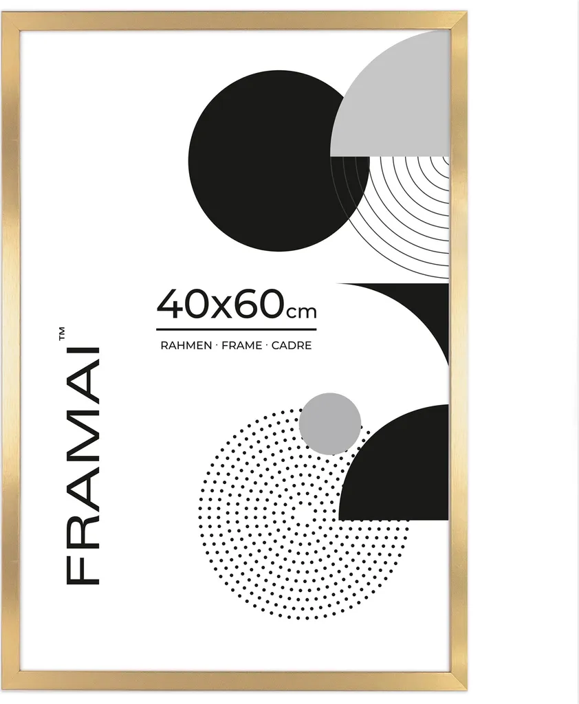 Cadre Mural 40x60 cm Or Mat en Bois Éco-responsable et Vitre de Sécurité