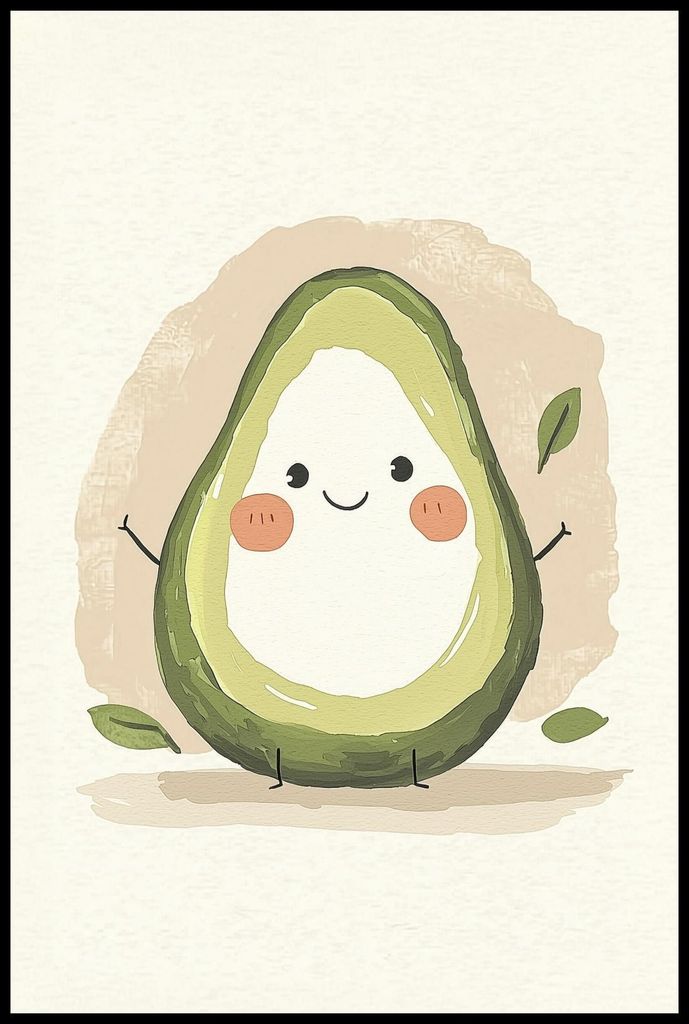 Plakat 61x91,5cm Muster für Kinder, Mädchen und Jungen - Avocado