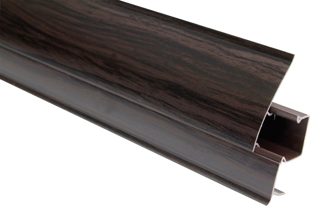LEMAL Sockelleisten Sparpaket, PVC 65x23mm - Fußleisten mit Kabelkanal - (20 Meter 8695 Holzoptik Mahagoni dunkel) Kabel Sockelleistenkanal