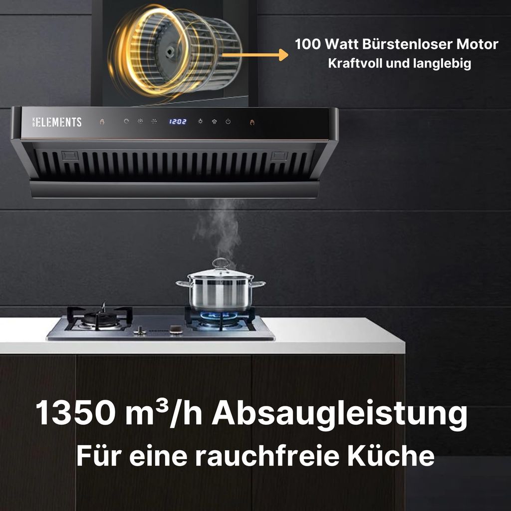 KB ELEMENTS Dunstabzugshaube 80cm, Wandhaube 80cm, 1350 Produktbild 2
