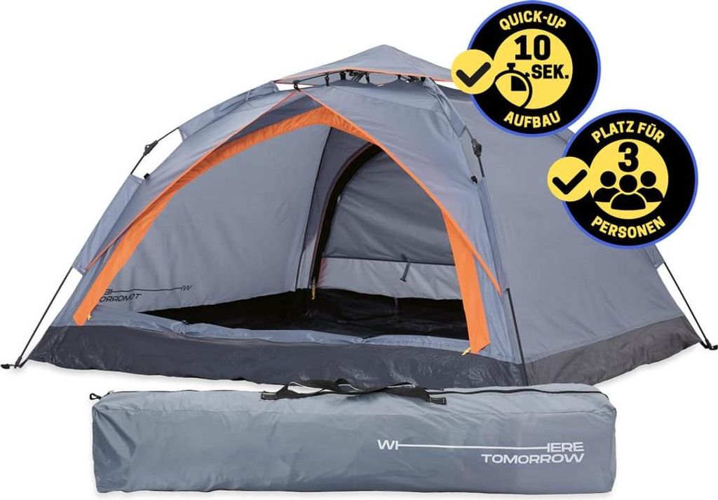 Where Tomorrow Pop Up Zelt - 3-Personen-Zelt mit Doppeltr-