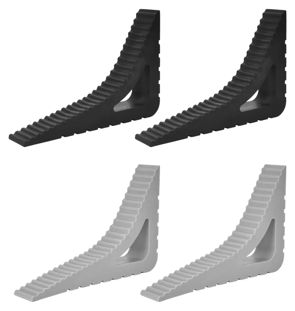 Lot de 4 Butoirs de Porte et Cales de Fenêtre en Caoutchouc Gris Noir