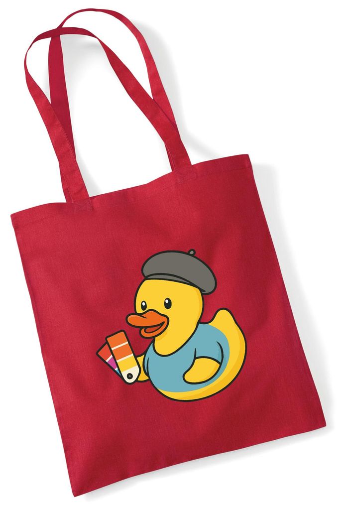Huuraa Jutebeutel Quietscheente Grafikdesign Comic Gummiente 10 Liter Classic Red Baumwolle Tasche Geschenkidee