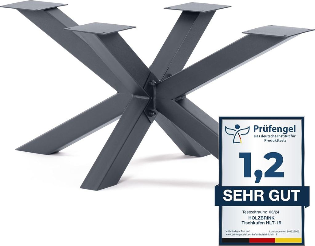 HOLZBRINK Tischbeine aus Metall, Tischgestell für Beistelltisch Couchtisch Gartentisch, 98x58x43 cm (LxBxH), Grau, 1 Stück